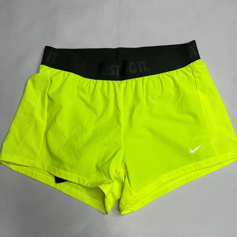 Nike Dri-Fit Shorts running athletic neon yellow highlighter built in spandex